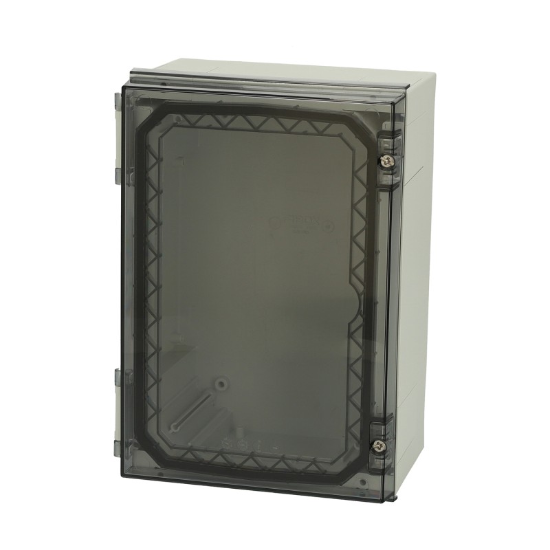 Hinged polycarbonate enclosure with transparent cover NEO PC 322215 T