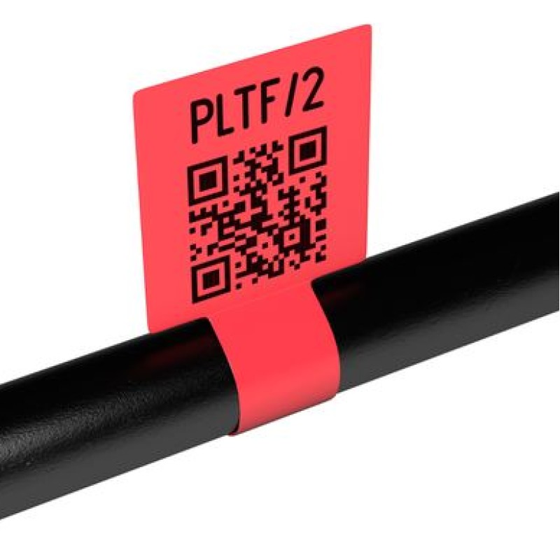 PLTF2528066PP2 - Наліпки з поліолефіну типу PLTF типу "ФЛАЖОК" розміром 66х28 мм (флажок 25,5х28 мм) червоного кольору (2 000 шт/котушка)
