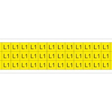 PLC013013A40.L1 - Набір наліпок акрилових типу PLC розміром 13х13 мм на листах жовтого кольору з символом "L1" (540 шт)
