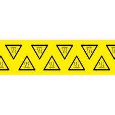 PLC025025A40.HS - Набір наліпок акрилових типу PLC розміром 25х25х25 мм на листах жовтого кольору з символами "знак гаряча поверхня в трикутнику" (140 шт)