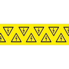 PLC025025A40.LIT - Набір наліпок акрилових типу PLC розміром 25х25х25 мм на листах жовтого кольору з символами "знак блискавка в трикутнику" (140 шт)