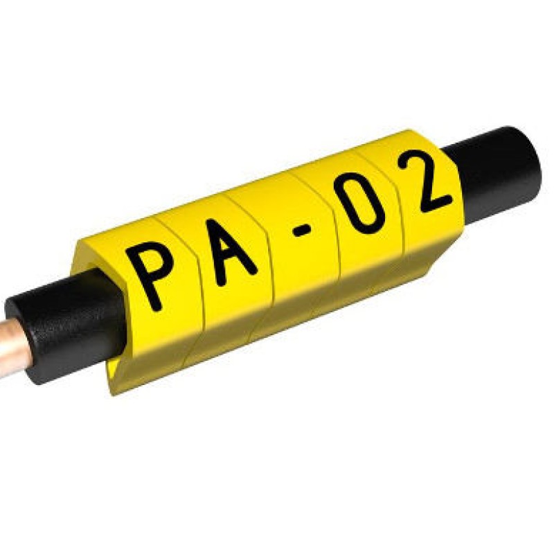 PA-02003PG40.0Y - Набір маркерів типу РА-02 (0,2 - 1,5 мм2)   A,B,C,P,E,N,L,X,+,-    (250 шт), жовтого кольору
