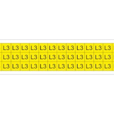 PLC013013A40.L3 - Набір наліпок акрилових типу PLC розміром 13х13 мм на листах жовтого кольору з символом "L3" (540 шт)