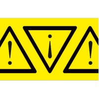 PLC100100V40.DGR - Набір наліпок з вінілу типу PLC розміром 100х100х100 мм на листах жовтого кольору з символами "знак небезпека" (30 шт)