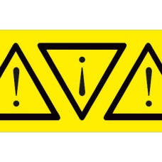 PLC100100V40.DGR - Набір наліпок з вінілу типу PLC розміром 100х100х100 мм на листах жовтого кольору з символами "знак небезпека" (30 шт)