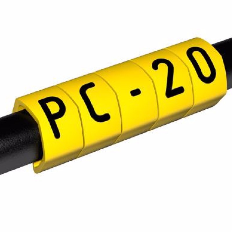 PC-40004PV40.B - Маркувальна бірка відкритого типу РC-4 (4,0 - 5,0 мм2), жовтого кольору, напис "B" (200 шт/пак)