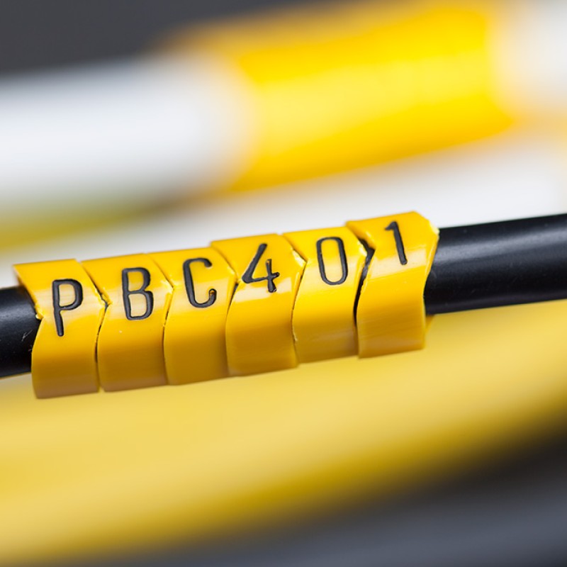 PC-10003PV40.D - Маркувальна бірка відкритого типу РC-1 (0,4 - 1,5 мм2), жовтого кольору, напис "D" (200 шт/пак)