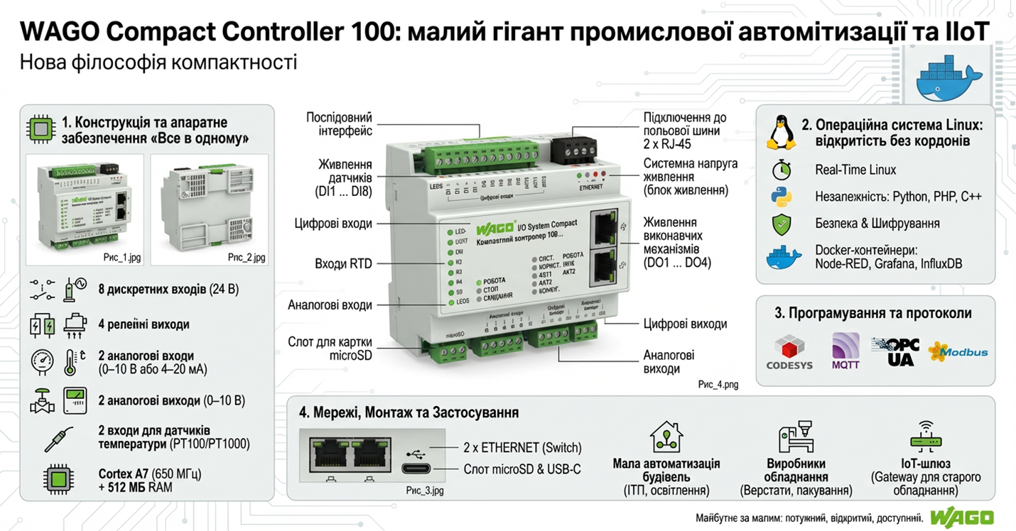 WAGO Compact Controller 100: малий гігант промислової автоматизації та ІIoT