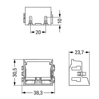 221-509/002-000 Mounting carrier; for 10-wire connectors; 221 Series - 4 mm²; for screw mounting; white