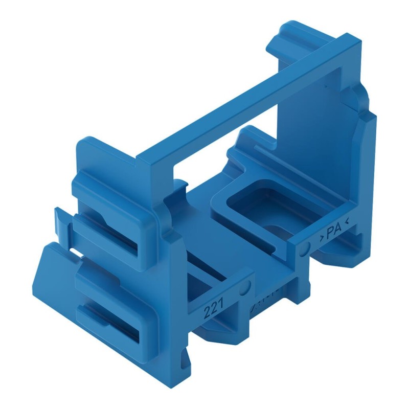 221-509/002-006 Mounting carrier; for 10-wire connectors; 221 Series - 4 mm²; for screw mounting; blue