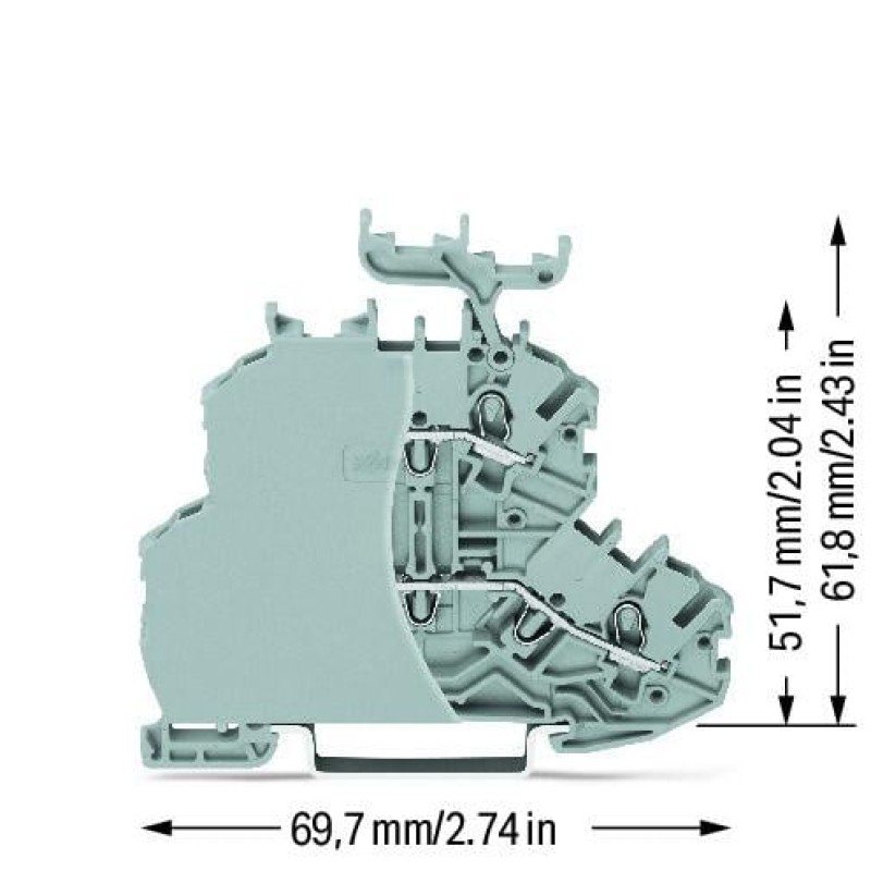 2000-2231/099-000 Double-deck terminal block;Through/through terminal block;with end plate;gray