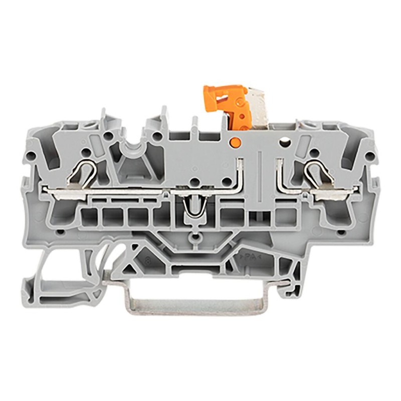 2002-1671 2-conductor disconnect/test terminal block;with test option;orange disconnect link;gray