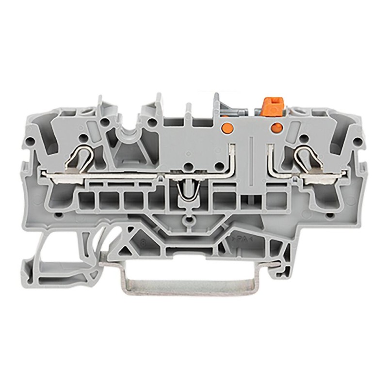 2002-1671 2-conductor disconnect/test terminal block;with test option;orange disconnect link;gray