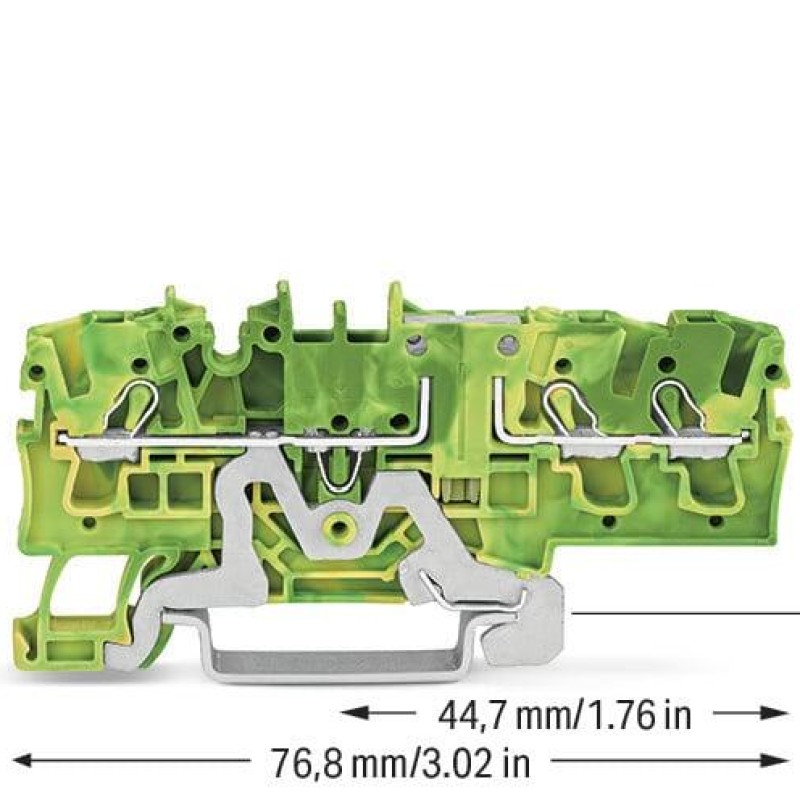 2002-1707 3-conductor ground terminal block;2.5 mm²;suitable for Ex e II applications;green-yellow