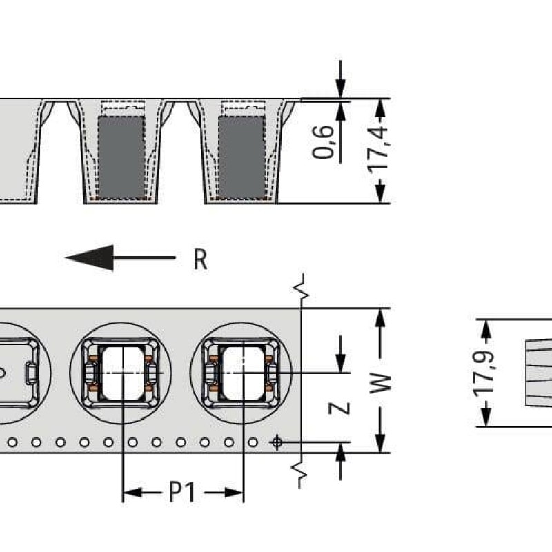 2086-3105/700-000/997-607 SMD клемна колодка на друковану плату; кнопка; 1.5 мм²; чорний