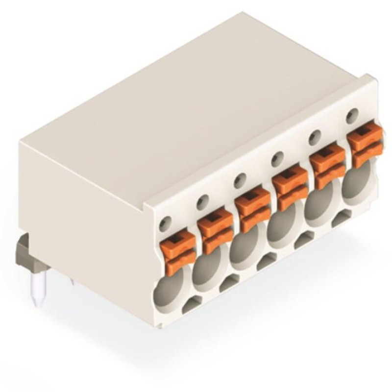 2091-1373/200-000 1-провідний гніздовий роз'єм THR кутовий; кнопковий; Push-in CAGE CLAMP®; 1,5 мм²; відстань між контактами 3,5 мм; 3-полюсний; діаметр паяльного штифта 1,0 мм; 1,50 мм²; світло-сірий