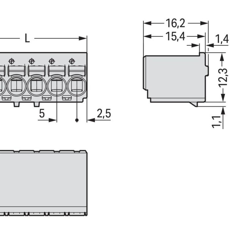 2092-1124/000-1000 1-провідний роз'єм-розетка; кнопка; Push-in CAGE CLAMP®; світло-сірий