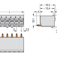 2092-1158/000-5000 1-conductor THT female connector straight; push-button; Push-in CAGE CLAMP®; 2.5 mm²; Pin spacing 5 mm; 8-pole; 1.4 mm Ø solder pin; Gripping plate; direct marking; 2,50 mm²; light gray