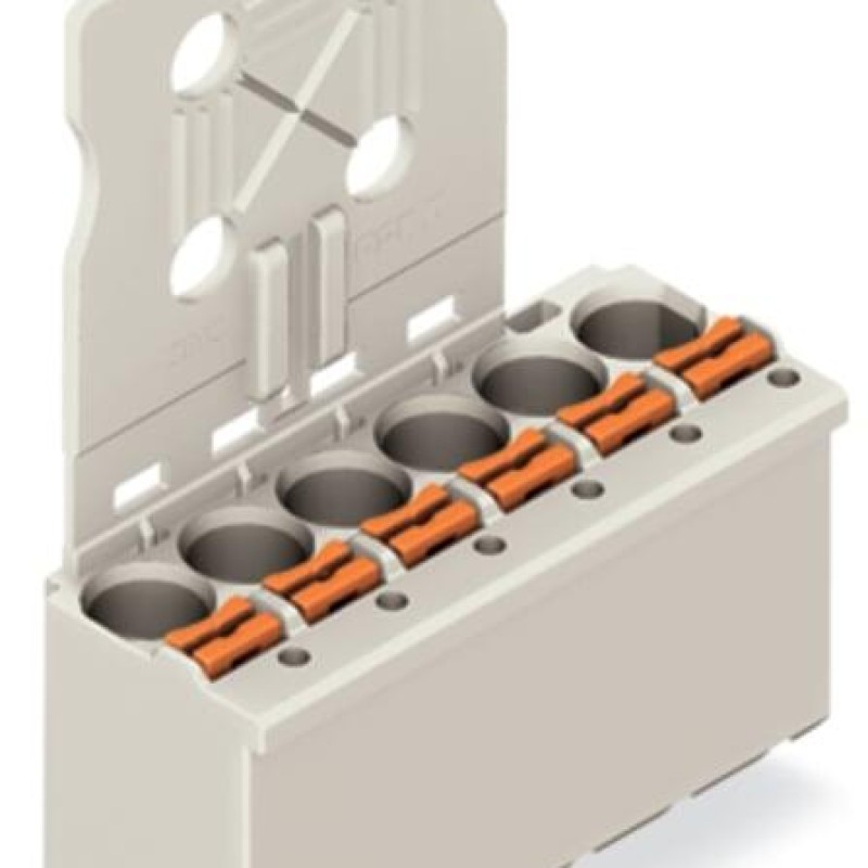 2092-1158/000-5000 1-conductor THT female connector straight; push-button; Push-in CAGE CLAMP®; 2.5 mm²; Pin spacing 5 mm; 8-pole; 1.4 mm Ø solder pin; Gripping plate; direct marking; 2,50 mm²; light gray