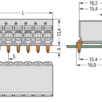 2092-1374/200-000 1-провідний кутовий THT роз'єм-розетка; кнопка; Push-in CAGE CLAMP®; світло-сірий