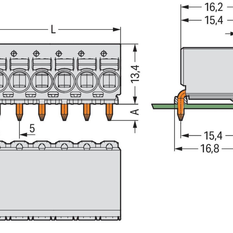 2092-1374/200-000 1-conductor THR female connector angled;push-button;Push-in CAGE CLAMP®;light gray