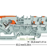 2104-5301 3-conductor through terminal block;with lever and push-button;4 mm²;gray