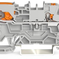 2104-5301 3-conductor through terminal block;with lever and push-button;4 mm²;gray