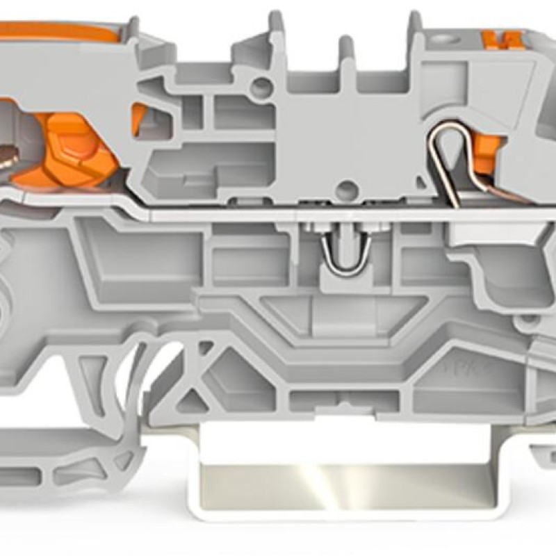 2104-5301 3-conductor through terminal block;with lever and push-button;4 mm²;gray