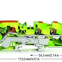 2116-5307 3-провідна клемна колодка заземлення; з важелем та кнопкою; 16 мм²; зелено-жовтий
