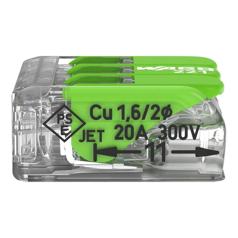 221-423/995-012 Splicing connector with levers;for all conductor types;max. 4 mm²;transparent, Blister pack