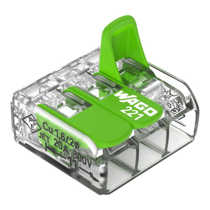221-423/995-012 Splicing connector with levers;for all conductor types;max. 4 mm²;transparent, Blister pack