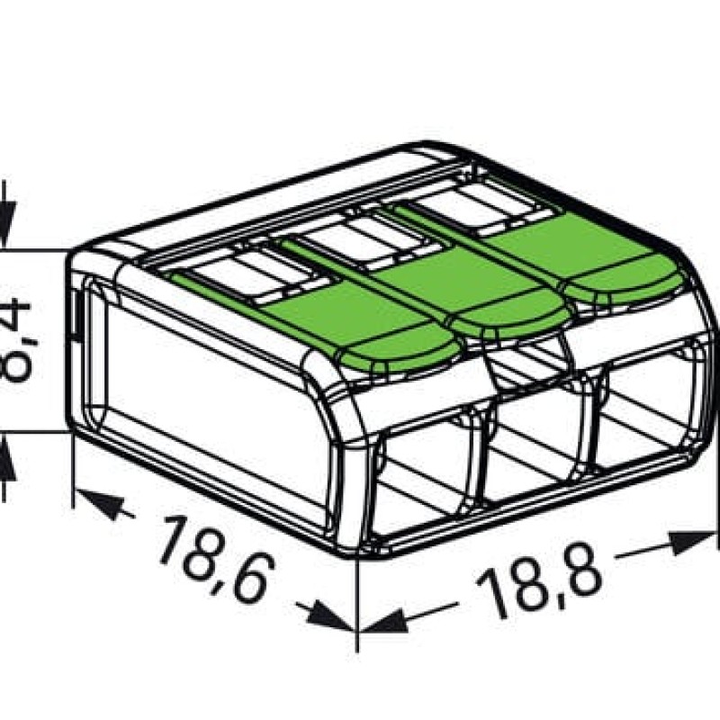 221-423/995-012 Splicing connector with levers;for all conductor types;max. 4 mm²;transparent, Blister pack