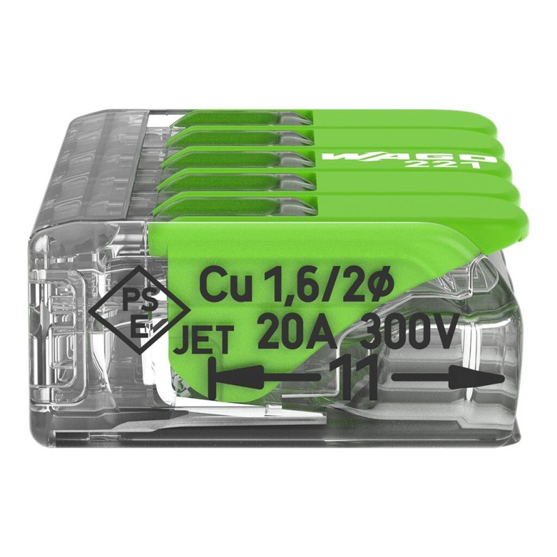 221-425/995-008 Splicing connector with levers;for all conductor types;max. 4 mm²;transparent, Blister pack