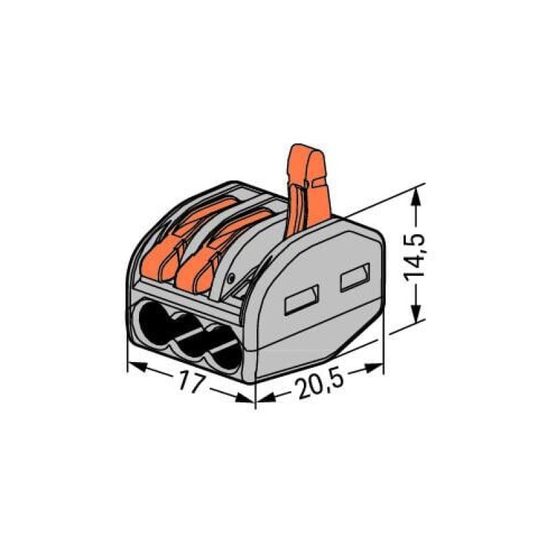 222-413 Splicing connector with levers;for all conductor types;max. 4 mm²;gray