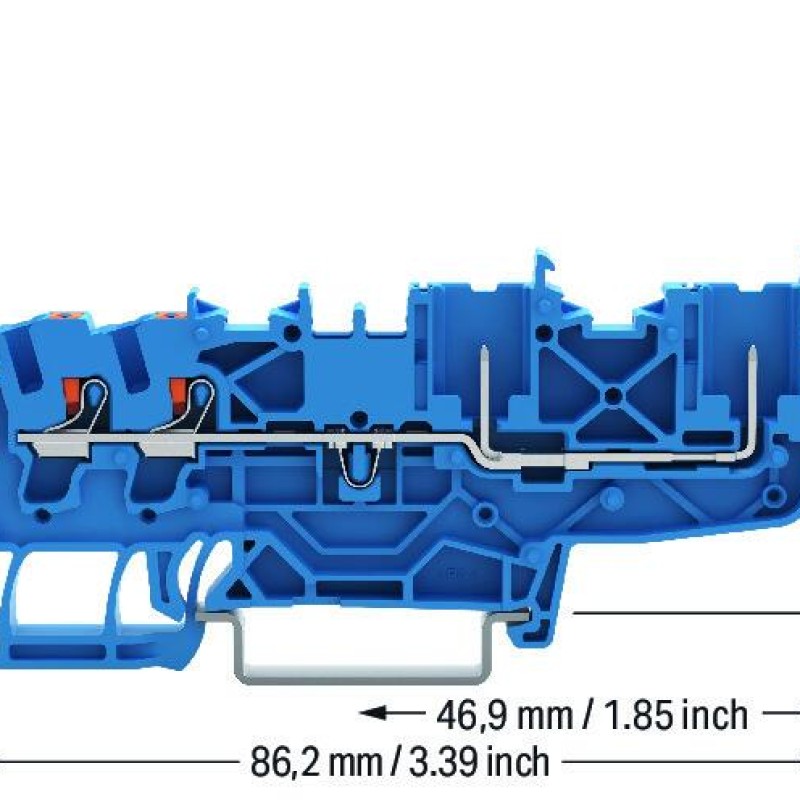 2222-1404/999-953 2-conductor/2-pin carrier terminal block;with push-button;2.5 mm²;blue