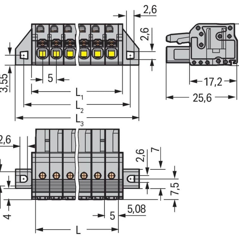 2231-103/031-000 1-conductor female connector;push-button;Push-in CAGE CLAMP®;gray