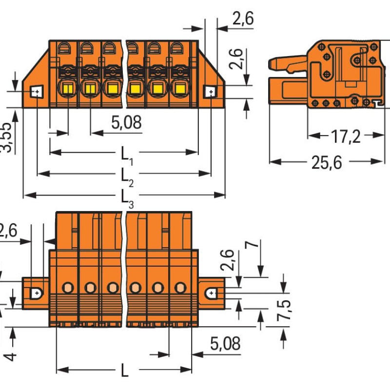 2231-322/031-000 1-провідний роз'єм-розетка; кнопка; Push-in CAGE CLAMP®; помаранчевий