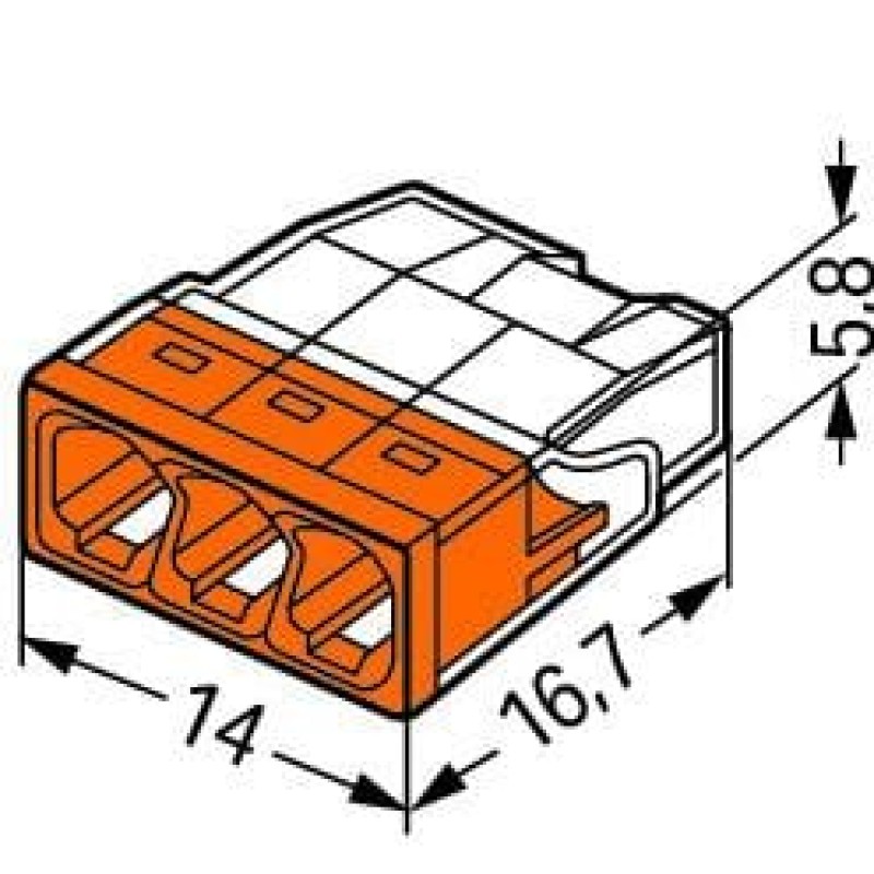 2273-203 З'єднувач PUSH WIRE® для зрощування; для монолітних провідників; макс. 2.5 мм²; прозорий