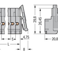 231-2113/037-000 2-провідний роз'єм-розетка; Push-in CAGE CLAMP®; 2.5 мм²; сірий