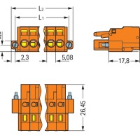 231-304/107-000 1-провідний роз'єм-розетка; CAGE CLAMP®; 2.5 мм²; помаранчевий