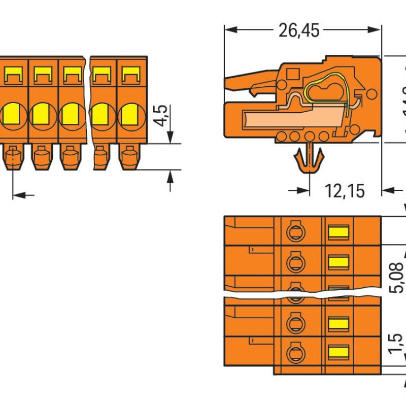 231-315/008-000 1-conductor female connector;CAGE CLAMP®;2.5 mm²;orange