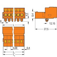 231-647/018-000 1-провідний штировий роз'єм; CAGE CLAMP®; 2.5 мм²; помаранчевий