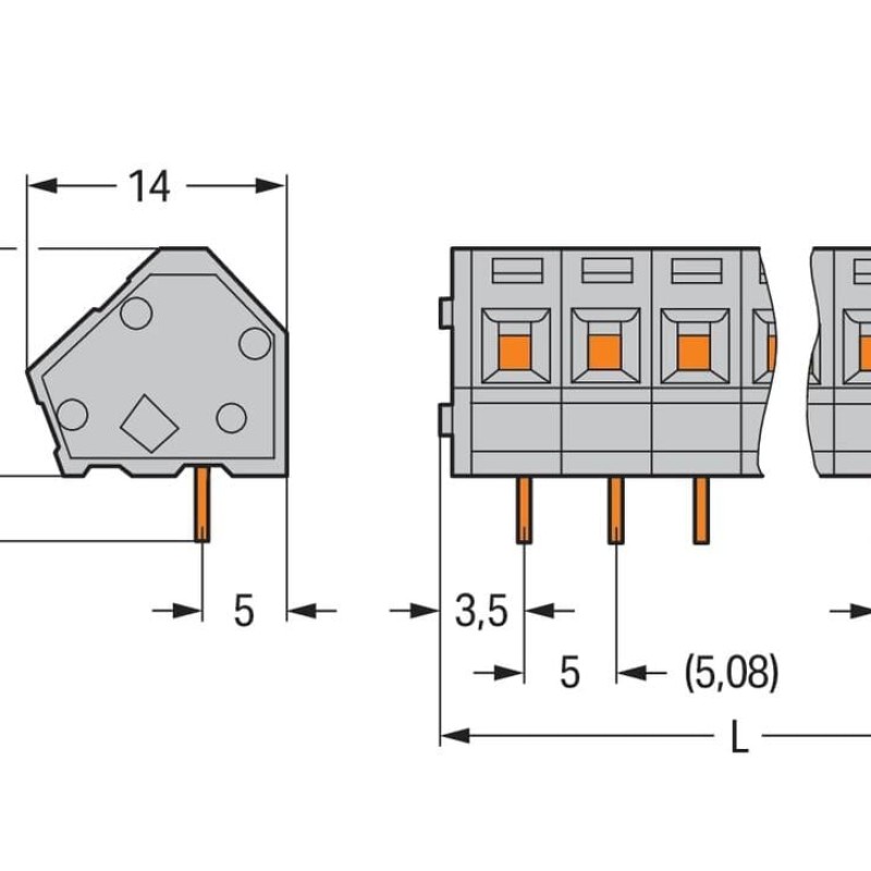 236-116 PCB terminal block;2.5 mm²;Pin spacing 5/5.08 mm;gray