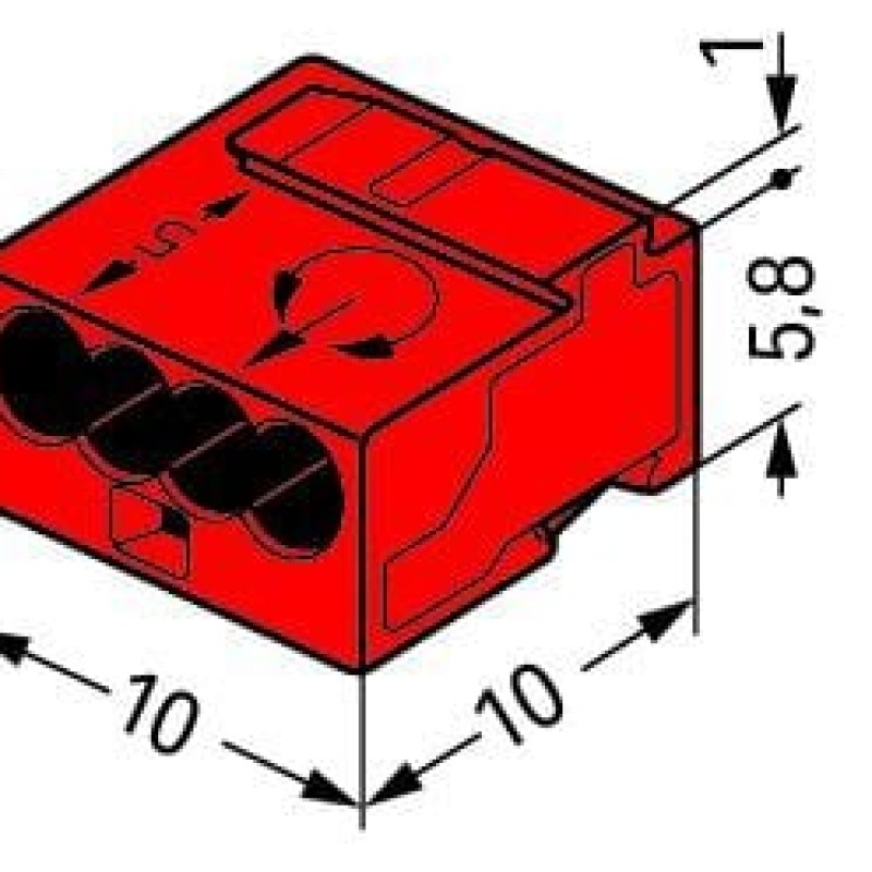 243-804 MICRO PUSH WIRE® connector for junction boxes;for solid conductors;max. 0.8 mm Ø;red