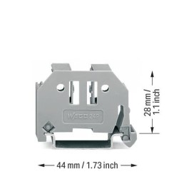 249-117 Безгвинтовий кінцевий стопор; ширина 10 мм; для DIN-рейки 35 x 15 та 35 x 7.5; сірий