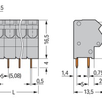 254-452 Клема на друковану плату; 2.5 мм²; Крок контактів 5/5.08 мм; сірий