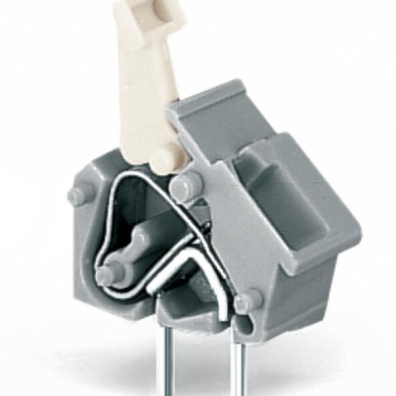 256-753/999-950 Stackable PCB terminal block; push-button; 2.5 mm²; Pin spacing 7.5/7.62 mm; 1-pole; suitable for Ex-e applications; CAGE CLAMP®; commoning option; 2,50 mm²; light gray