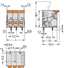 2606-1105/020-000 Клема на друковану плату; важіль; 6 мм²; сірий