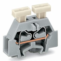 261-313/341-000 2-conductor terminal block;on both sides with push-button;with snap-in mounting foot;light gray