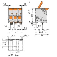 2616-1105/020-015 PCB terminal block;lever;16 mm²;gentian blue